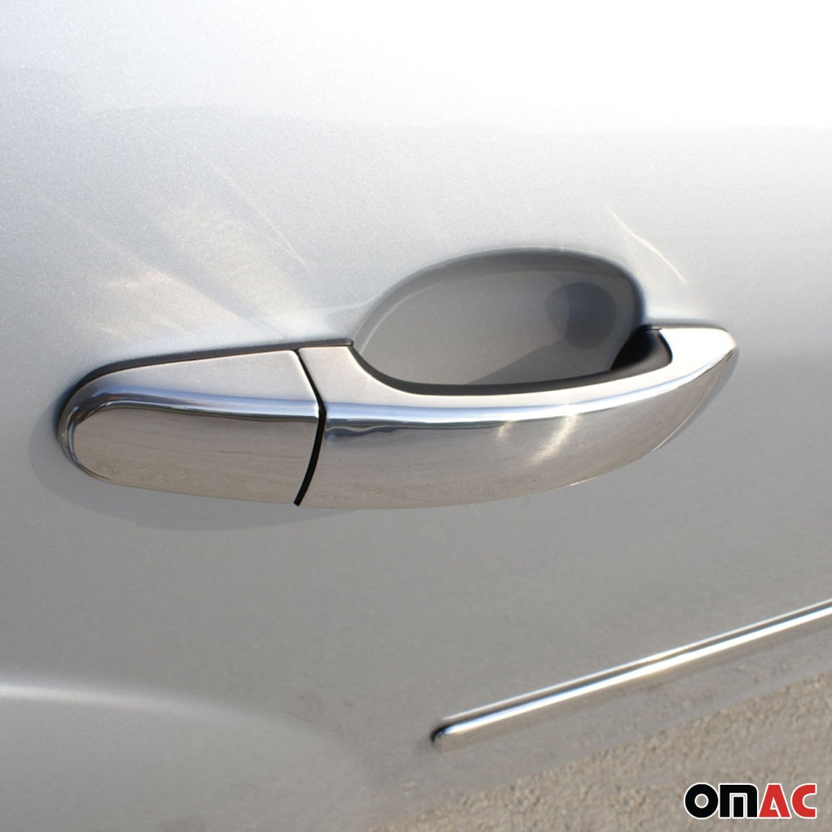 Ford Tourneo Connect Door Handle Cover - Omac - H1S1 Keyless - Gloss Silver - '14-'21